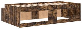 Estrutura de Cama de Armazenamento Carvalho Fumado 90x190 cm