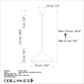Candeeiro Chandelier Tattoo – Turquesa – Ø36 h:22 cm