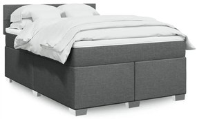 vidaXL Cama com molas/colchão 160x200 cm tecido cinzento-escuro