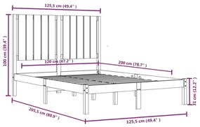 Estrutura de cama 120x200 cm pinho maciço branco