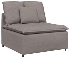 Sofá modular com almofadas tecido castanho-acinzentado