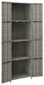 Armário de arrumação p/ jardim 59x40x180 cm vime PE cinza