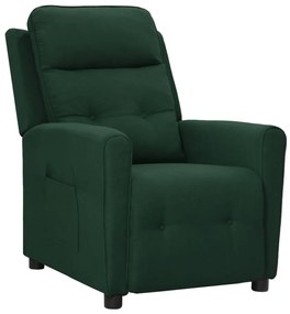 vidaXL Poltrona reclinável tecido verde-escuro
