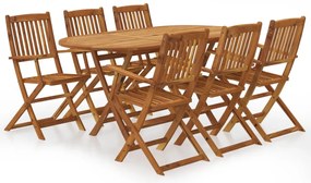 7 pcs conjunto dobrável de jantar p/ exterior acácia maciça