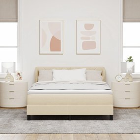 Cama Box Spring vidaXL com Colchão em Creme, 140x200 cm, Tecido