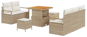 Conjunto de Sofás de Jardim com 8 Peças e Almofadas Bege
