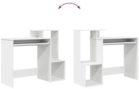 Mesa de Computador Branca Branca Aglomerado Padrão Armazenamento