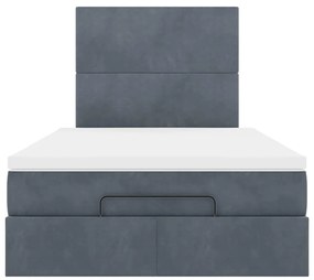 Estrutura de cama otomana com colchões cinza escuro veludo