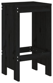 Bancos de bar 2 pcs 40x36x75 cm madeira de pinho maciça preto