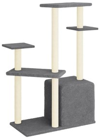 Árvore gatos c/ postes arranhadores sisal 107,5 cm cinza-escuro