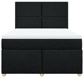 Cama com molas/colchão 140x200 cm tecido preto