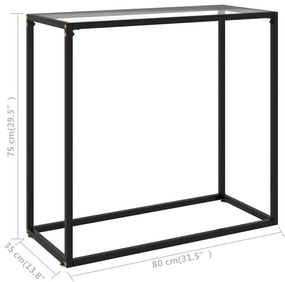 Mesa consola 80x35x75 cm vidro temperado transparente