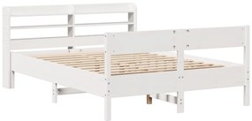 Cama sem colchão 140x190 cm madeira de pinho maciça branco