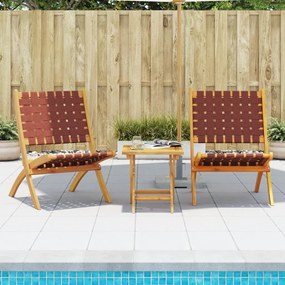 Cadeiras jardim dobráveis 2 pcs c/ mesa madeira maciça vermelho