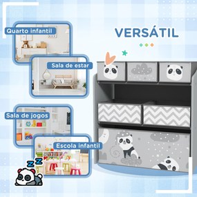Estante para Brinquedos com 6 Caixas de Tecido não Tecido Amovíveis Organizador de Brinquedos 63x30x66 cm Cinza