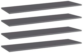vidaXL Prateleiras estante 4pcs 100x30x1,5cm contrap. cinza brilhante