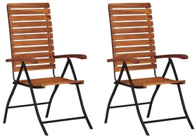 vidaXL Cadeiras de jardim reclináveis 2 pcs madeira de acácia maciça