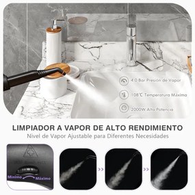 Máquina de limpeza a vapor 2000 W 1,5 L Pressão 4 Bar com bloqueio de segurança para crianças Desligamento automático Máquina de limpeza a vapor domés