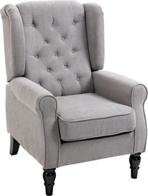 HOMCOM Poltrona de Sala de Estar Poltrona Moderna com Apoio para a Cabeça e Pés de Madeira Poltrona Individual 74x86x102 cm Cinza | Aosom Portugal