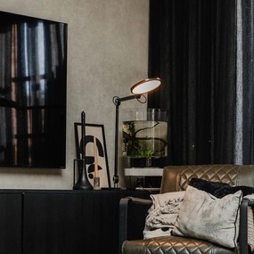 Candeeiro de mesa design preto com LED, toque e carregamento por indução - Don