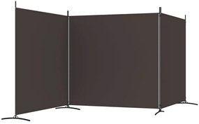 Divisória de quarto com 3 painéis 525x180 cm tecido castanho
