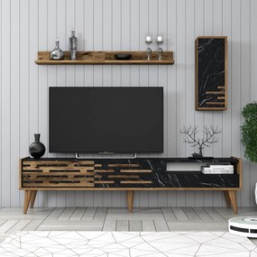 Unidade de TV Valensiya – Noz Preto Mármore – 180x35x45 cm