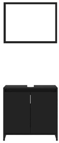 4 pcs conjunto de móveis de casa de banho contraplacado preto