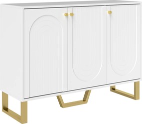 HOMCOM Aparador de 3 Portas Aparador Moderno para Sala de Estar com Prateleiras Ajustáveis Móvel para TV até 50 Polegadas 106,5x35x77,5 cm Branco | Aosom Portugal