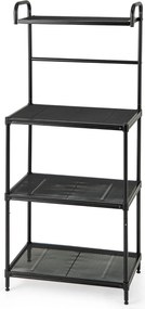 Estante de cozinha com 4 níveis para micro-ondas com estrutura metálica 60 x 34 x 136 cm Preto