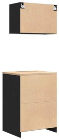 Armários de garagem 2 pcs derivados de madeira preto