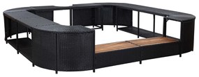 vidaXL Contorno de spa quadrado 268 x 268 x 55 cm vime PE preto