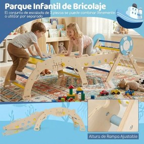 Conjunto de escalada triangular, ginásio dobrável com arco, rampa e escada de corda, brinquedo Montessori para crianças pequenas, multicolorido