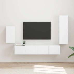 vidaXL Conjunto de móvel de TV 4 pcs Branco Madeira processada