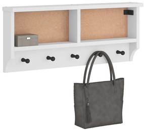vidaXL Cabide de parede Branco 87x12x35 cm Pinho de madeira maciça