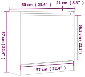 Sapateira 60x21x57 cm derivados de madeira sonoma cinza