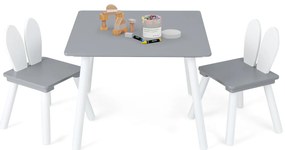 Conjunto de mesa e cadeiras infantil com tampo de mesa duplo - cinza