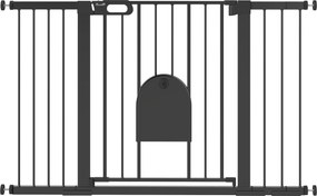 Barreira de Segurança de Animais de Estimação para Escadas e Portas com Aberturas de 75-131 cm com 3 Extensões Preto