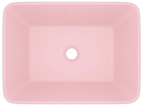Lavatório luxuoso 41x30x12 cm cerâmica rosa mate