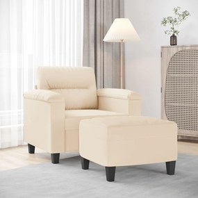 vidaXL Poltrona com apoio de pés 60 cm tecido de microfibra bege