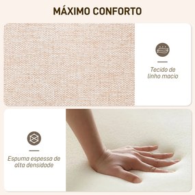 Poltrona com Apoio para Pés Poltrona de Leitura com Capitonê Pés de Madeira e Revestimento em Linho 70x72x94 cm Bege