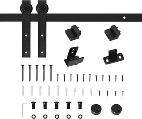 Ferragens para Porta Corredeira 200cm (MÓVEL NÃO INCLUIDO) Kit de Acessórios para Porta Corredeira de Madeira com 2 Trilhos de Aço Carga Máxima 20 kg