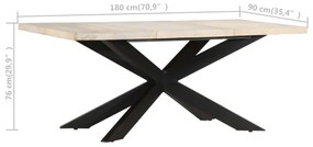 Mesa de jantar 180x90x76 cm madeira mangueira maciça branqueada