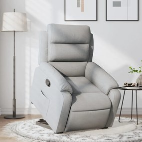 vidaXL Poltrona reclinável elevatória tecido cinzento-claro