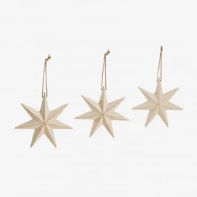 Conjunto De 3 Enfeites De Natal Em Mdf Perg Crema & 15 X 15 Cm - Sklum