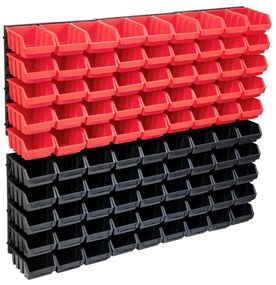 96 pcs Kit caixas arrumação com painéis parede vermelho e preto