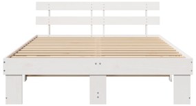 Estrado de Cama com Cabeceira Branco 140x200 cm Madeira Sólida Pinho