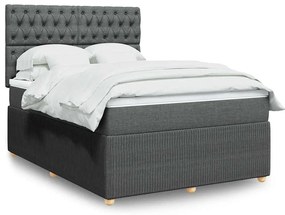 Cama com molas/colchão 140x200 cm tecido cinzento-escuro