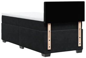 Cama com Molas/Colchão e Luzes Led - 80x200 cm - Veludo Preto