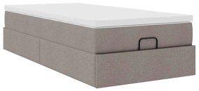 Estrutura de cama otomana com colchão tecido cinzento 100x200cm