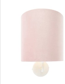 Candeeiro de parede vintage branco com tom de veludo rosa - Matt Retro